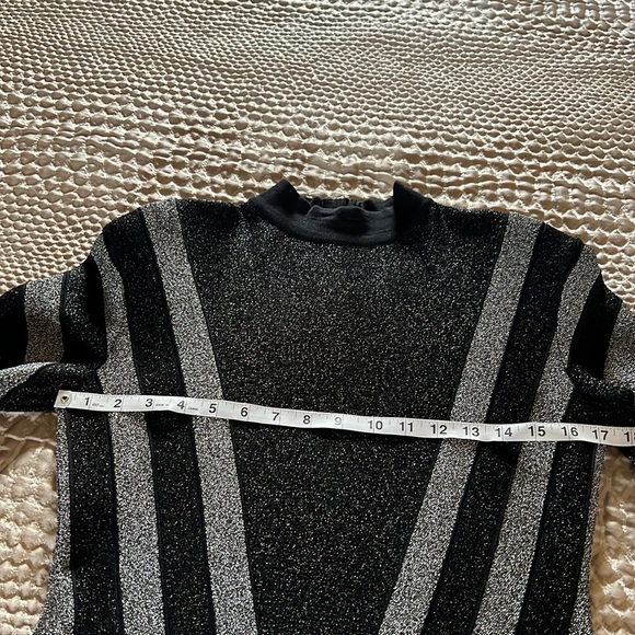 Balmain Paris Chevron Stripe Lurex Cocktail LS Dress - Picture 14 of 16